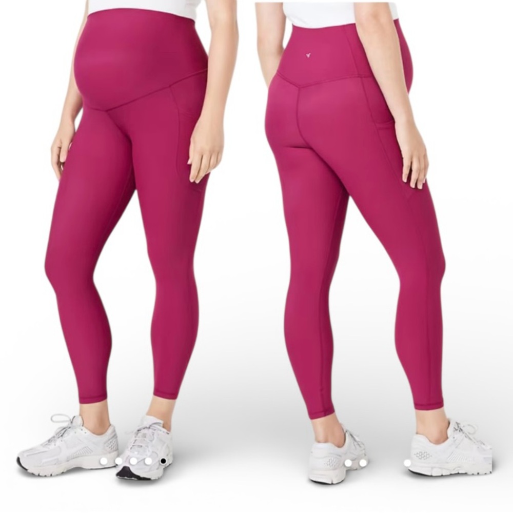 Old Navy Active Maternity Powersoft Coze high rise brushed interior pink medium